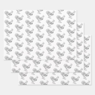 Chicken in Pen & Ink Wrapping Paper Sheets