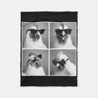 Chicken In Photobooth Rooster With Sungles Fleece Blanket