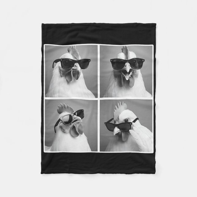 Chicken In Photobooth Rooster With Sungles  Fleece Blanket (Front)
