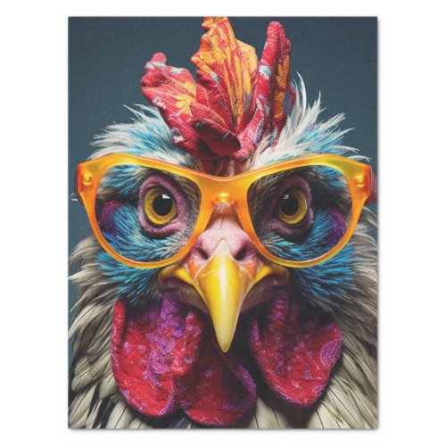 Chicken in Red Glasses Wackadoodle Decoupage Tissue Paper