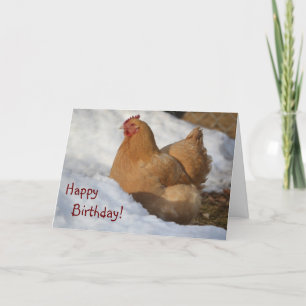 Chicken In Snow Birthday Card