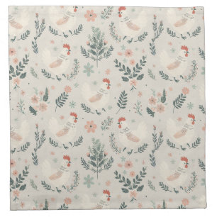 Chicken in the Garden Cloth Napkin