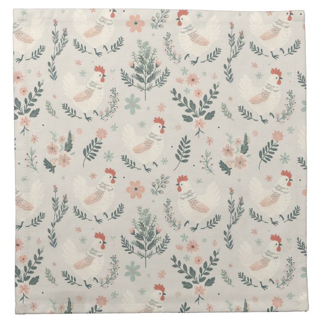 Chicken in the Garden Cloth Napkin (Front)