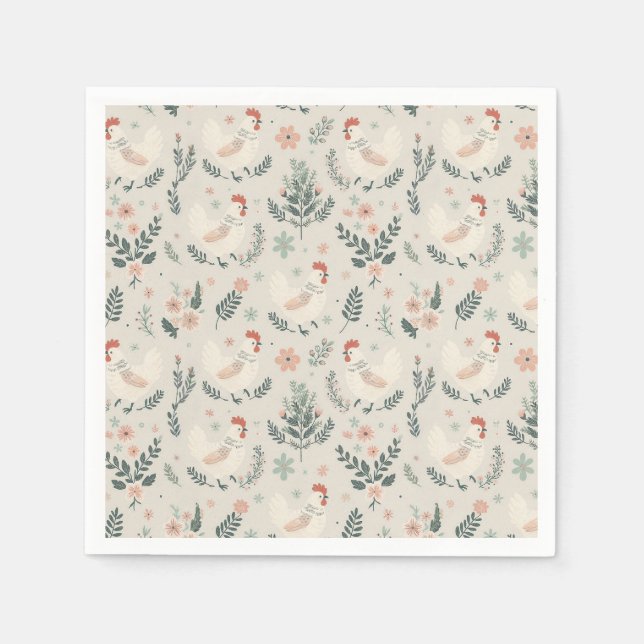Chicken in the Garden Napkins (Front)
