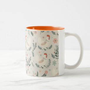 Chicken in the Garden Two-Tone Coffee Mug