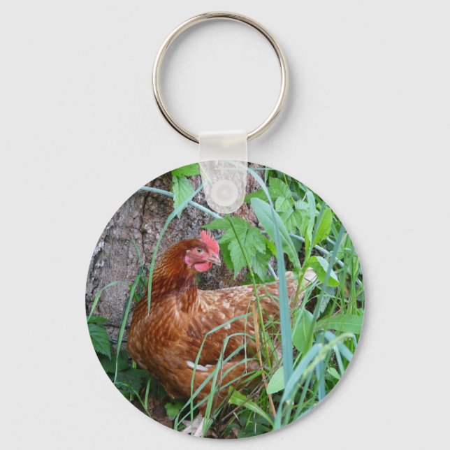 Chicken in the Grass Keychain (Front)