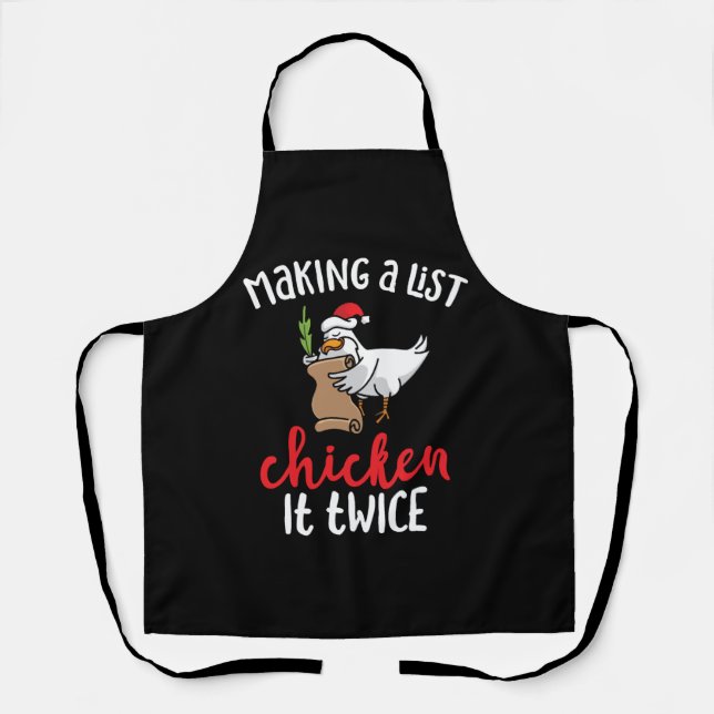 Chicken It Twice Funny Chicken Christmas Design Apron (Front)