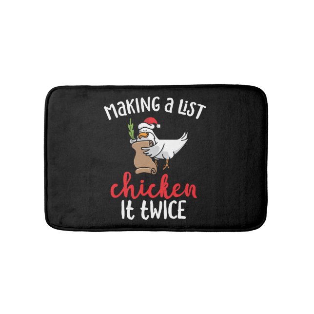 Chicken It Twice Funny Chicken Christmas Design Bath Mat (Front)