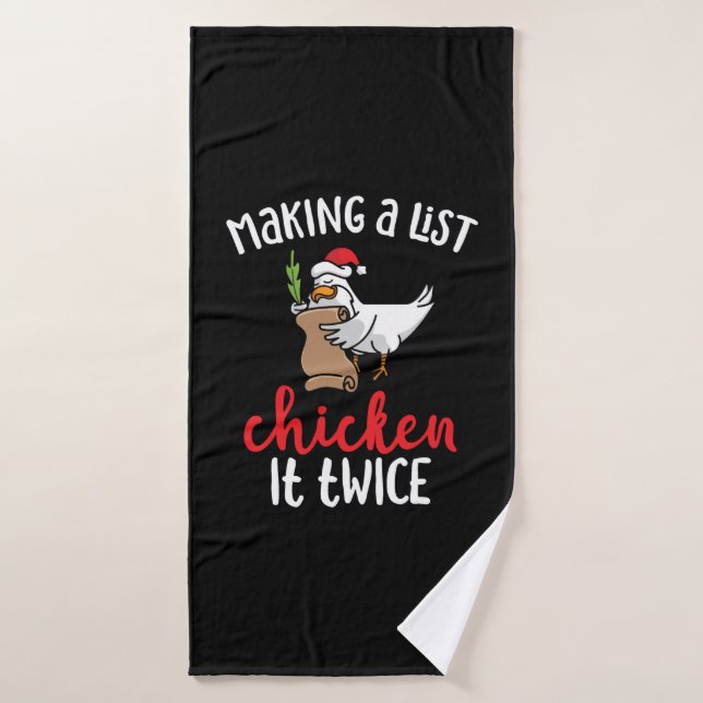 Chicken It Twice Funny Chicken Christmas Design Bath Towel (Bath Towel)