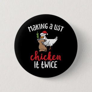 Chicken It Twice Funny Chicken Christmas Design Button