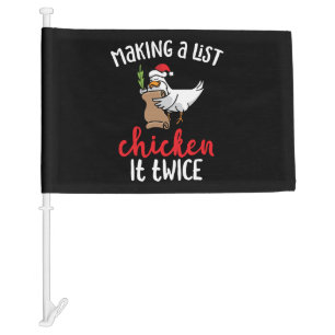 Chicken It Twice Funny Chicken Christmas Design Car Flag