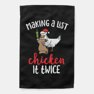 Chicken It Twice Funny Chicken Christmas Design Garden Flag