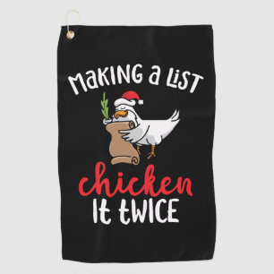 Chicken It Twice Funny Chicken Christmas Design Golf Towel