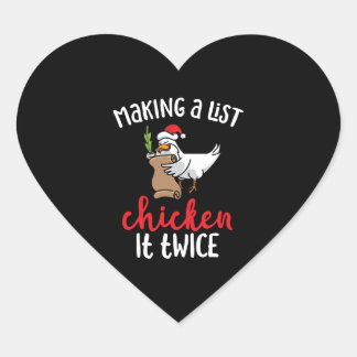 Chicken It Twice Funny Chicken Christmas Design Heart Sticker