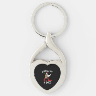 Chicken It Twice Funny Chicken Christmas Design Keychain
