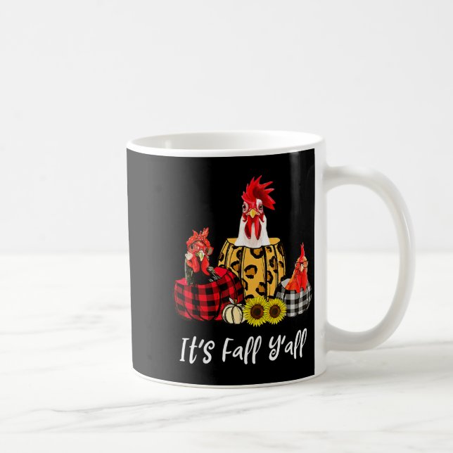 Chicken It's Fall Y'all Leopard Pumpkin Autumn Tha Coffee Mug (Right)