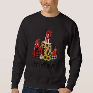 Chicken It's Fall Y'all Leopard Pumpkin Autumn Tha Sweatshirt