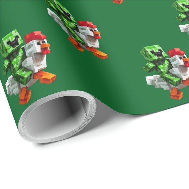 Chicken Jockey Funny Gaming Block Party Wrapping Paper (Roll Corner)