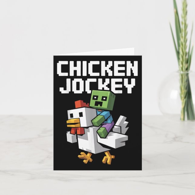Chicken Jockey Pixel Funny  Card (Front)
