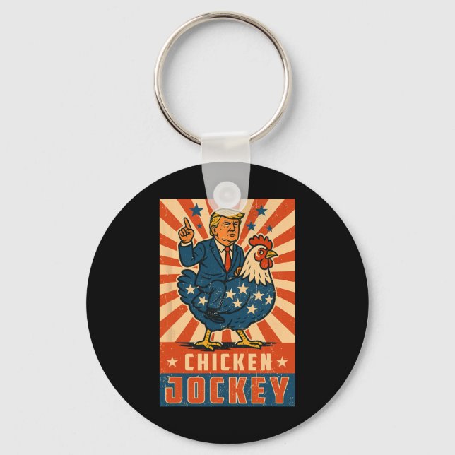 Chicken Jockey Trump Funny Meme 10  Keychain (Front)