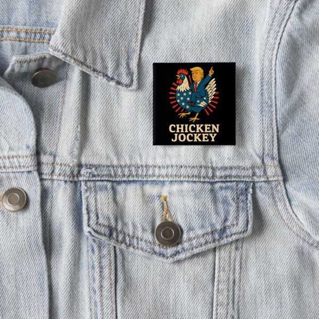 Chicken Jockey Trump Funny Meme Button (In Situ)