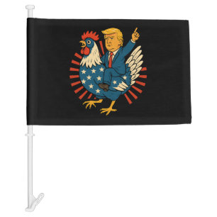 Chicken Jockey Trump Funny Meme Car Flag