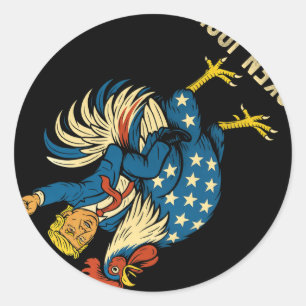 Chicken Jockey Trump Funny Meme Classic Round Sticker