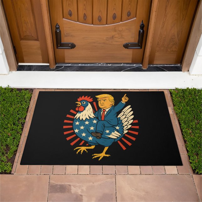 Chicken Jockey Trump Funny Meme Doormat (Outdoor)