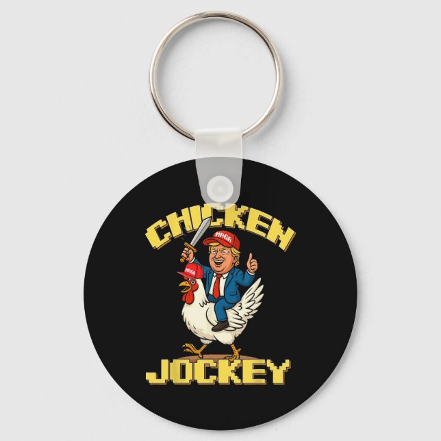 Chicken Jockey Trump Funny Meme  Keychain (Front)