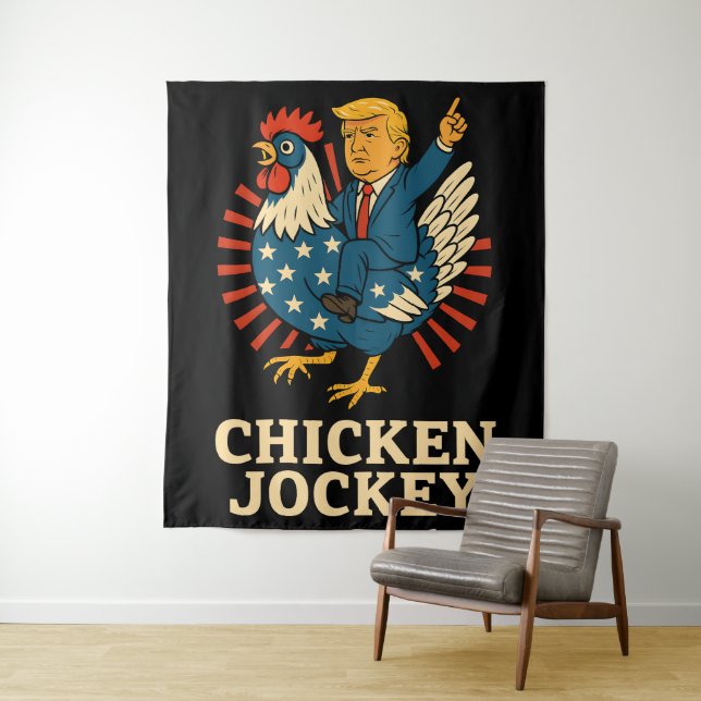 Chicken Jockey Trump Funny Meme Tapestry (In Situ)