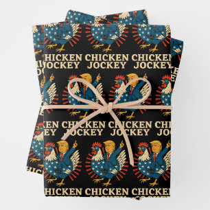 Chicken Jockey Trump Funny Meme Wrapping Paper Sheets