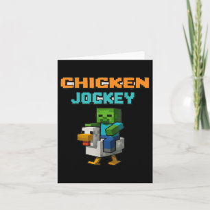 Chicken Jockey Zombie Pixel Art Zombie Gamer Funny Card