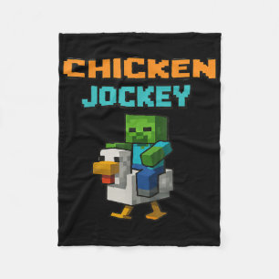 Chicken Jockey Zombie Pixel Art Zombie Gamer Funny Fleece Blanket