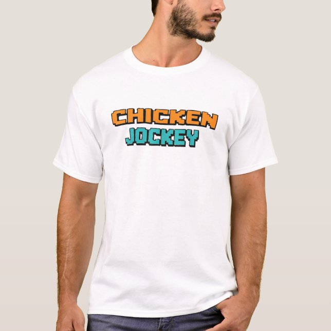 Chicken Jockey Zombie Pixel Art Zombie Gamer Funny T-Shirt (Front)