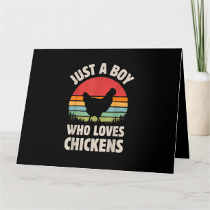 Chicken Just A Boy Who Loves Retro Farm Animal Far Card