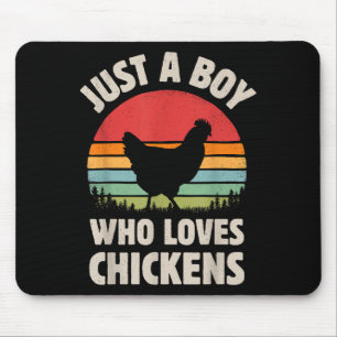 Chicken Just A Boy Who Loves Retro Farm Animal Far Mouse Pad