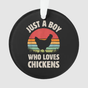 Chicken Just A Boy Who Loves Retro Farm Animal Far Ornament