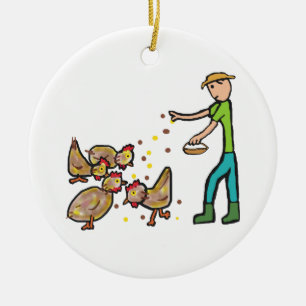 Chicken Keeping Ceramic Ornament