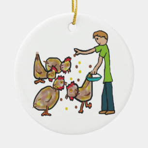 Chicken Keeping Ceramic Ornament