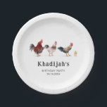 Chicken Kids Birthday Party  Paper Plates<br><div class="desc">Cute farm theme birthday party paper plate featuring watercolor illustration chickens and a chick.</div>