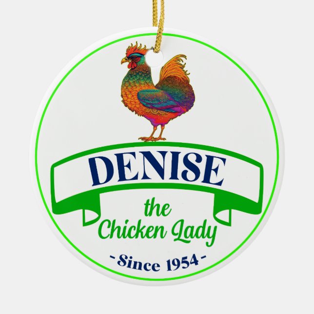 Chicken Lady Ceramic Ornament (Front)