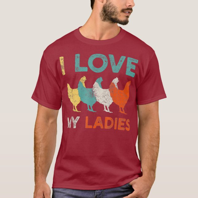 Chicken Lady Farming Farmer Retro T-Shirt (Front)