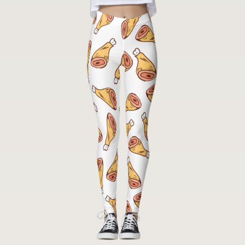 Chicken leg piece pattern leggings