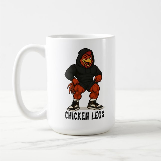 Chicken Legs – Funny Jacked Chicken Gym Workout Coffee Mug (Left)