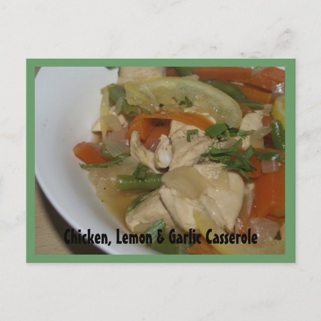 Chicken, Lemon & Garlic Casserole Recipe Card (Front)