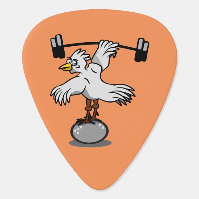 Chicken lifting weights guitar pick (Back)