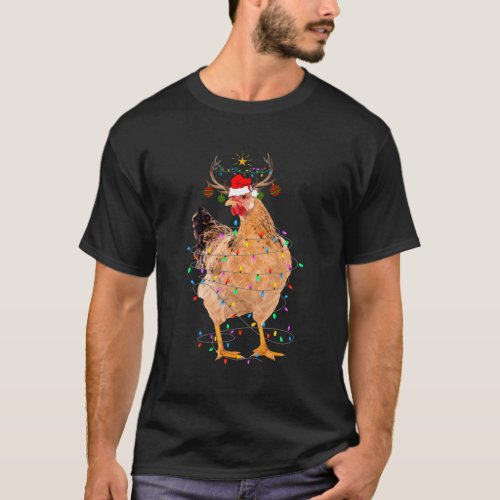 Chicken Lights Santa Tree T_Shirt