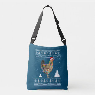 Chicken Lights with Santa Hat Christmas Pajamas Crossbody Bag