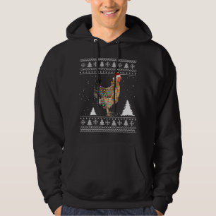 Chicken Lights with Santa Hat Christmas Pajamas Hoodie