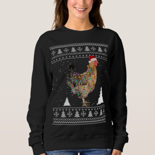 Chicken Lights with Santa Hat Christmas Pajamas Ug Sweatshirt